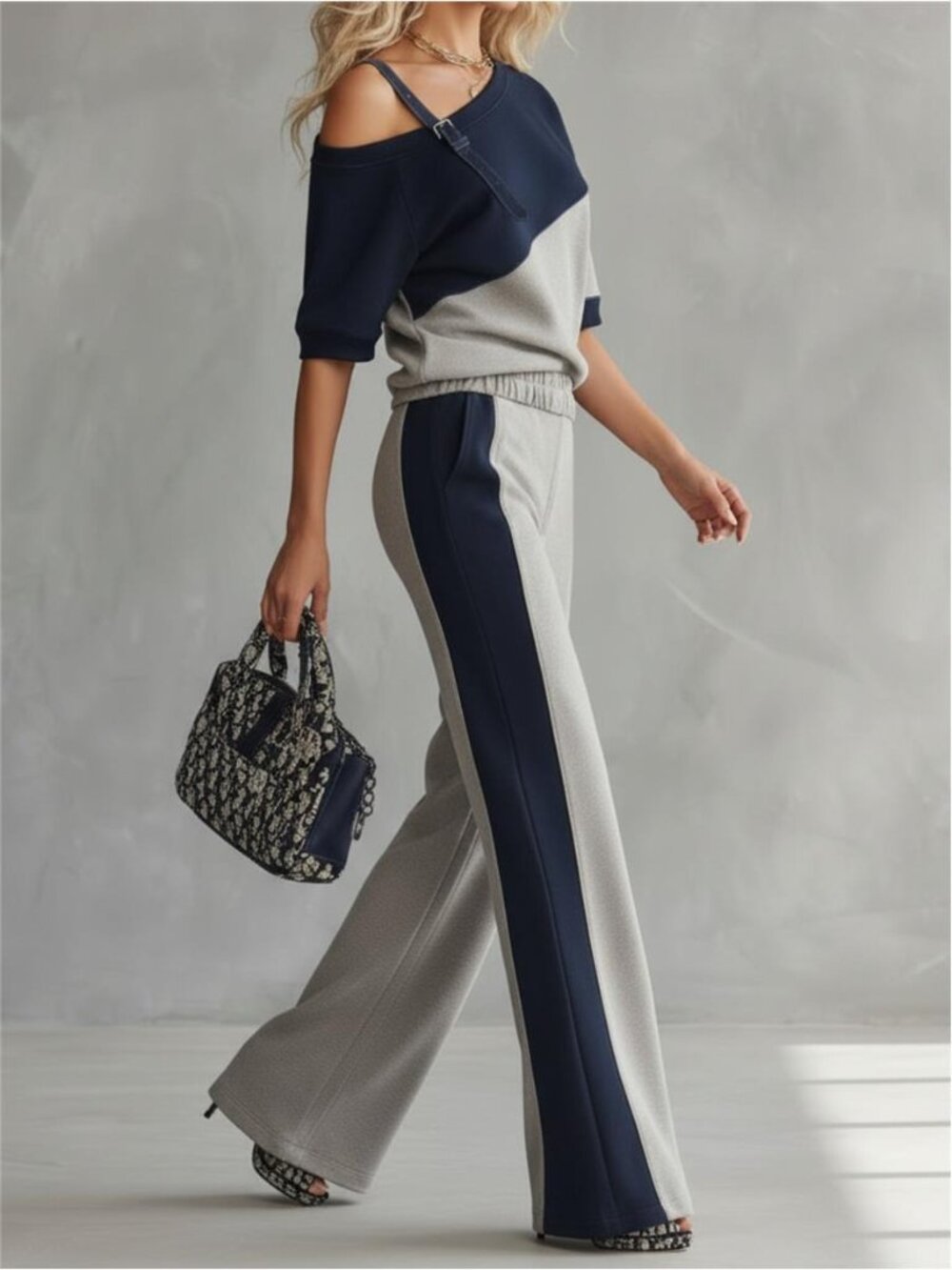 NWT Asymmetric Off-Shoulder Color Block Set - Picture 3 of 6